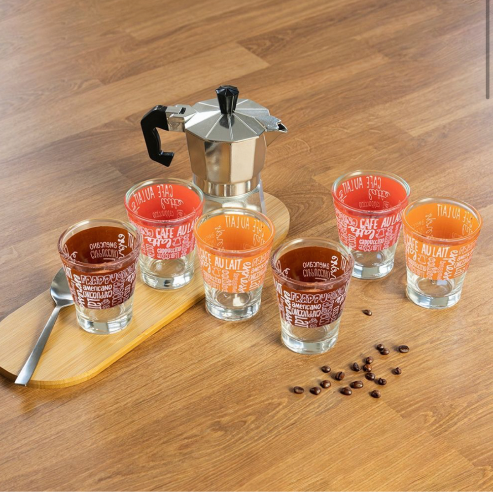 Set bicchierini caffè in vetro colorati