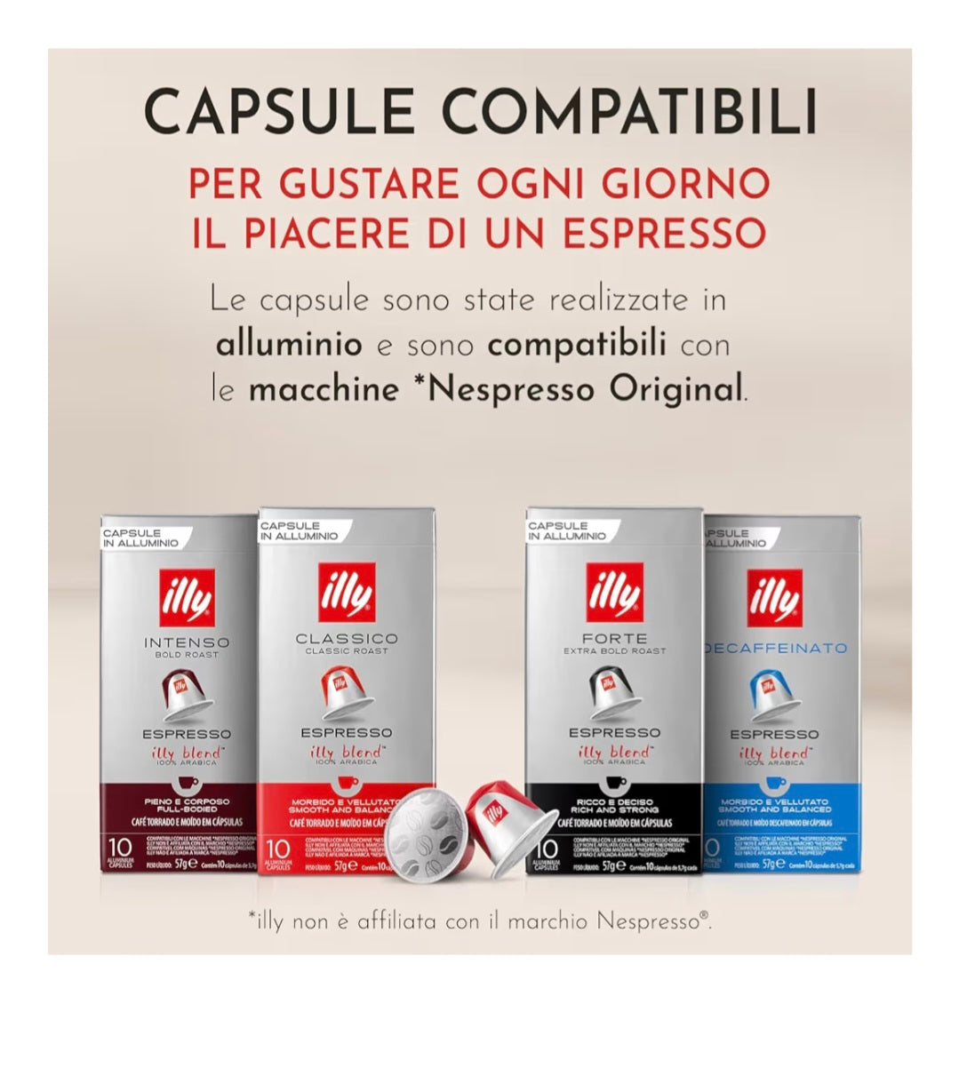 Illy forte compatibile in alluminio nespresso 10pz
