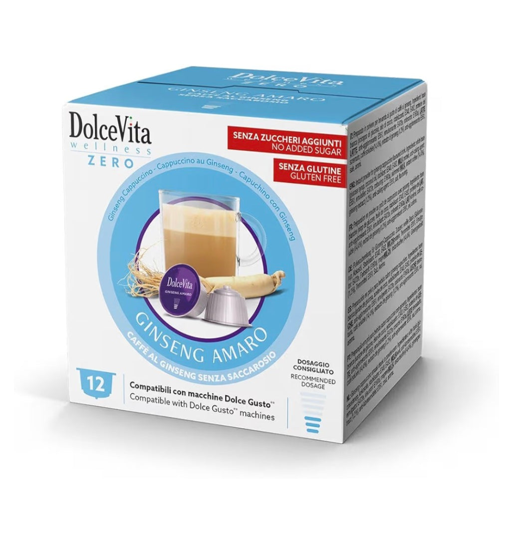 Ginseng amaro Capsule compatibili con i sistemi
Nescafé Dolce Gusto®* 12pz