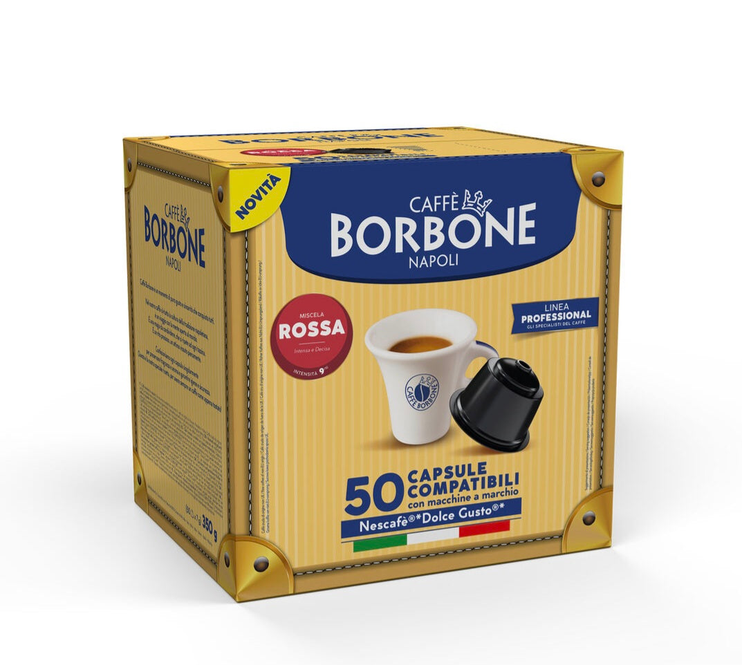 50 Nuove Capsule Borbone Compatibili con Macchine da Caffè Nescafè®* Dolce Gusto®* Miscela Rossa