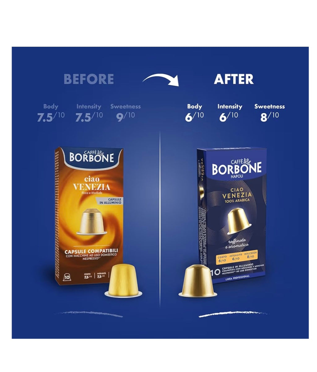 Nuove 100 Capsule in Alluminio COMPATIBILI con macchine Nespresso®* miscela Ciao Venezia