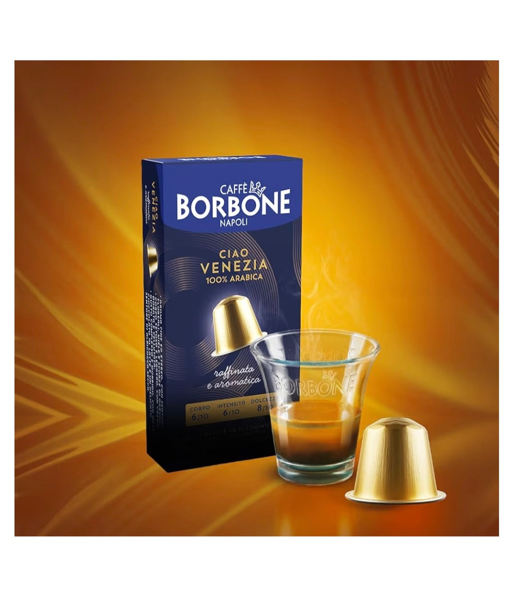 Nuove 100 Capsule in Alluminio COMPATIBILI con macchine Nespresso®* miscela Ciao Venezia