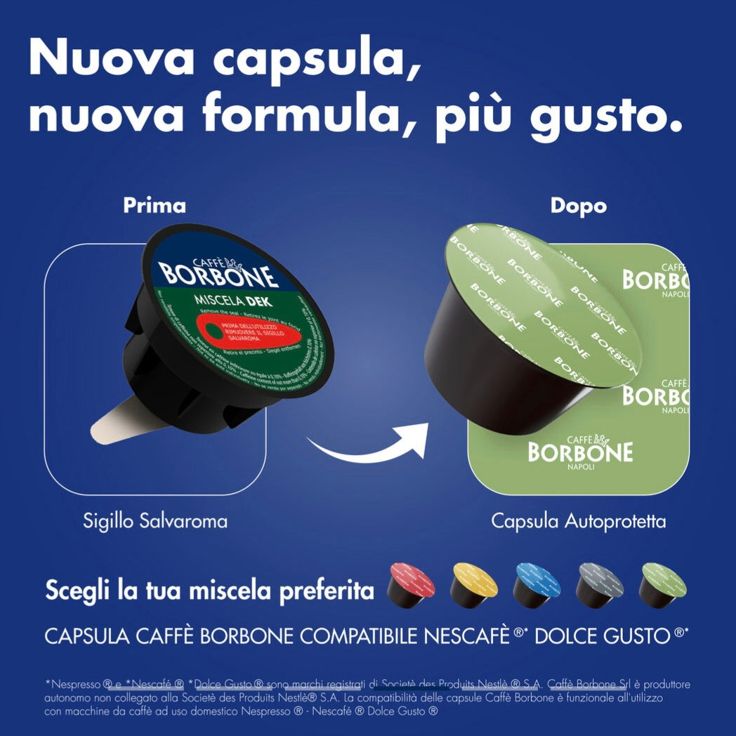 50 Nuove Capsule Borbone Compatibili con Macchine da Caffè Nescafè®* Dolce Gusto®* Miscela Dek