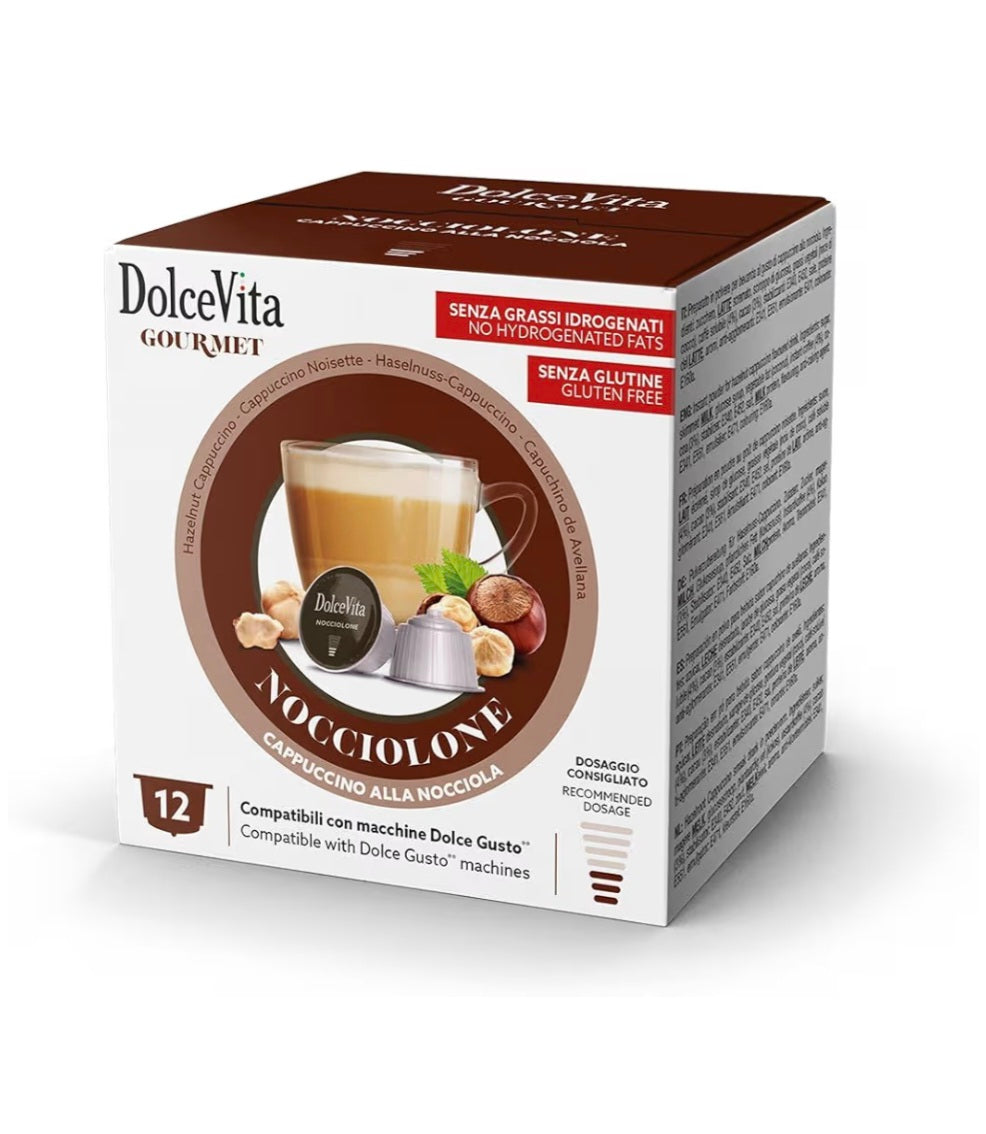 Nocciolone
Capsule compatibili con i sistemi
Nescafé Dolce Gusto 12pz