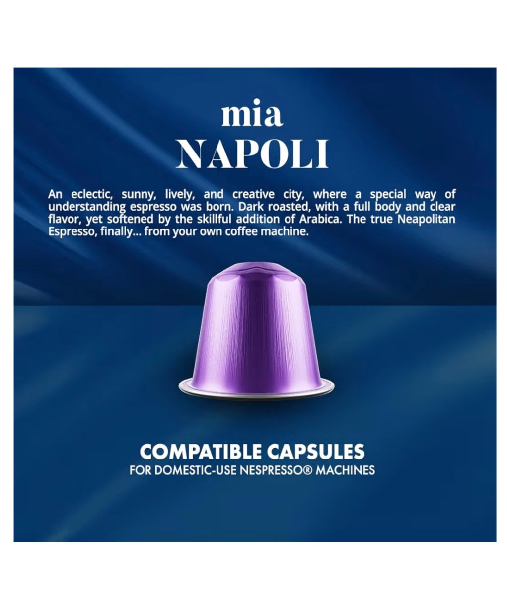 Nuove 100 Capsule in Alluminio COMPATIBILI con macchine Nespresso®* miscela Mia Napoli