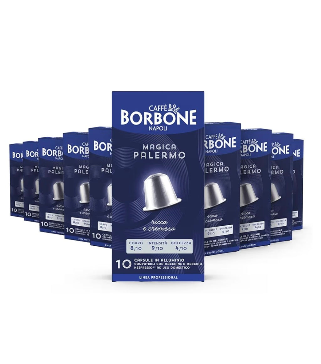 Nuove 100 Capsule in Alluminio COMPATIBILI con macchine Nespresso®* miscela Magica Palermo