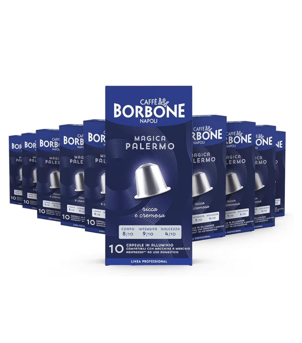 Nuove 100 Capsule in Alluminio COMPATIBILI con macchine Nespresso®* miscela Magica Palermo