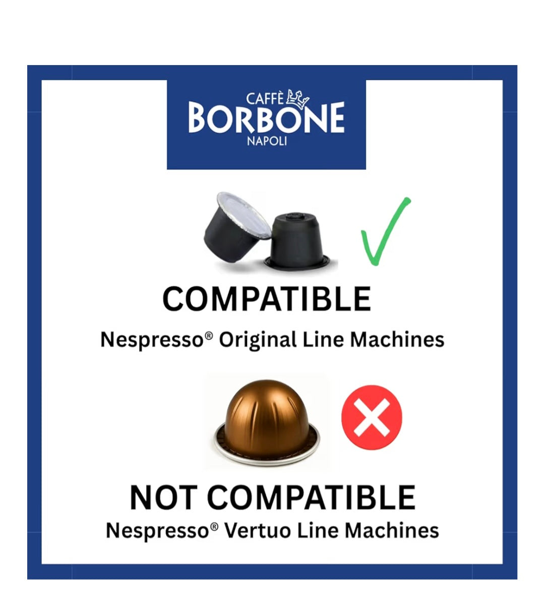 100 Capsule Borbone Compatibili con macchine ad uso domestico Nespresso®* Miscela DEK
