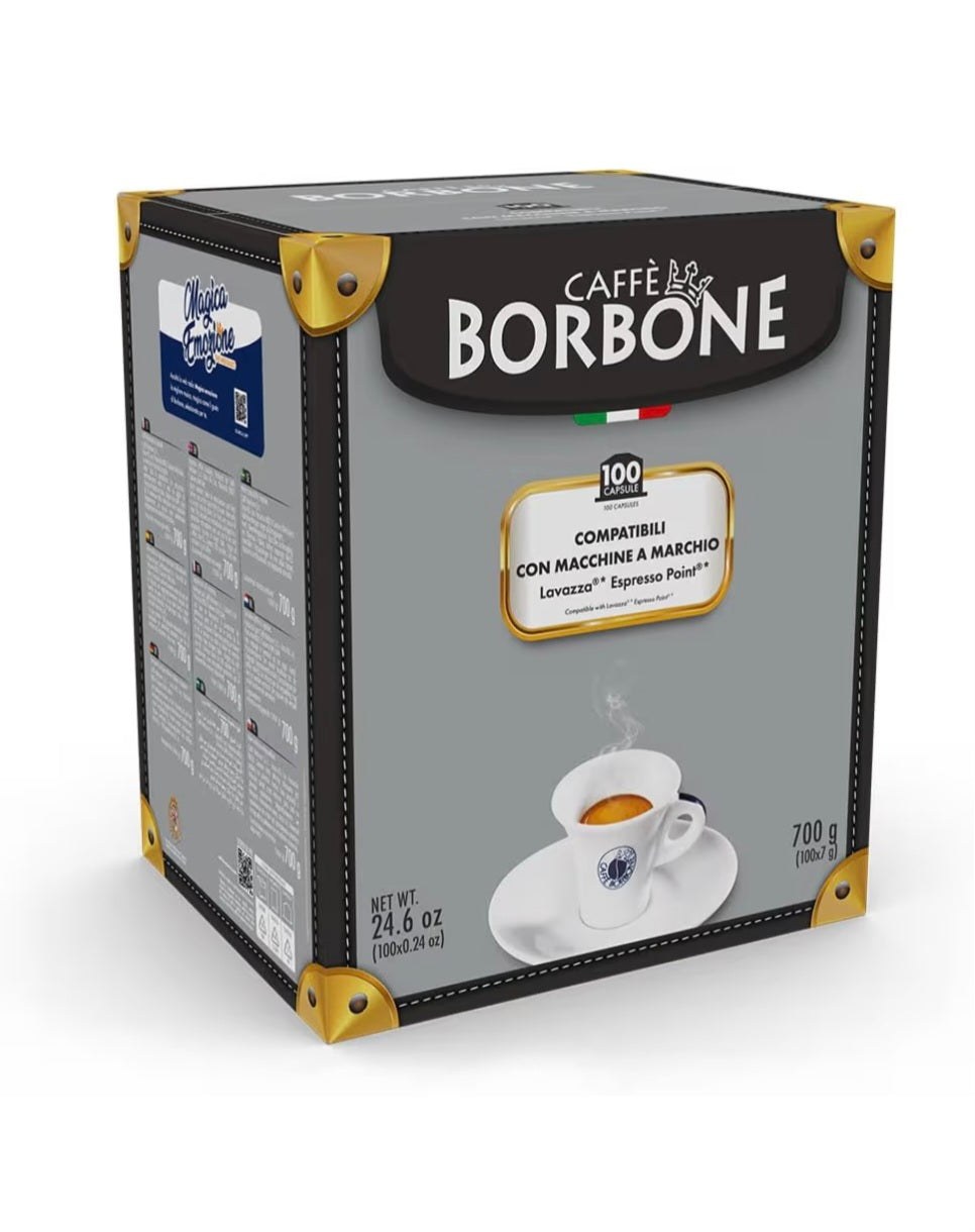 100 Capsule Borbone Miscela BLU
Compatibili con macchine a marchio Lavazza®* Espresso Point®*