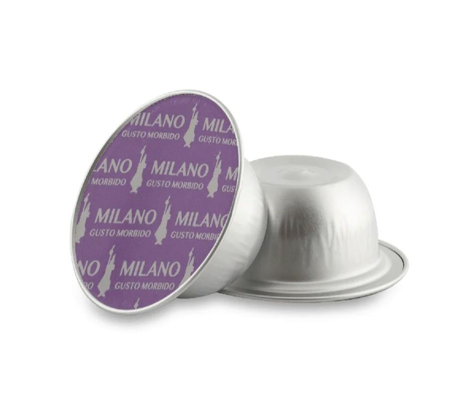 Bialetti Caffè d'Italia, Box 72 Capsule, Milano, Intensità 7, Compatibili con Macchine Bialetti sistema chiuso, 100% Alluminio