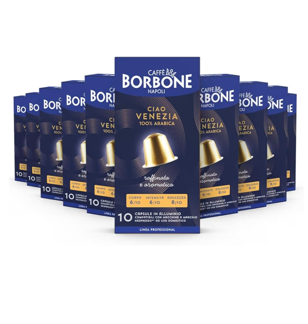 Nuove 100 Capsule in Alluminio COMPATIBILI con macchine Nespresso®* miscela Ciao Venezia