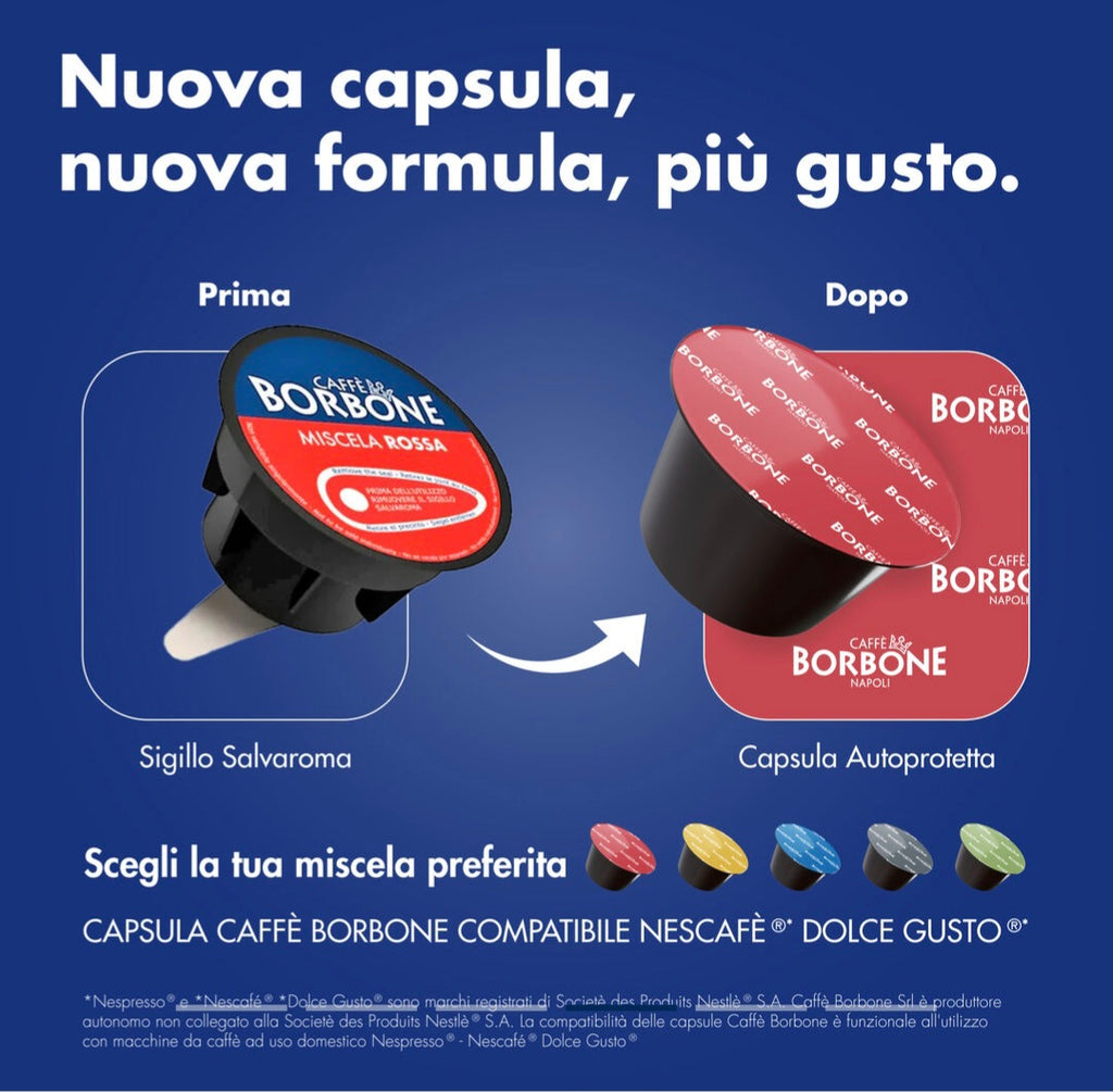 50 Nuove Capsule Borbone Compatibili con Macchine da Caffè Nescafè®* Dolce Gusto®* Miscela Rossa
