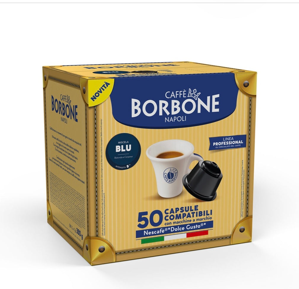 50 Nuove Capsule Borbone Compatibili con Macchine da Caffè Nescafè®* Dolce Gusto®* Miscela Blu