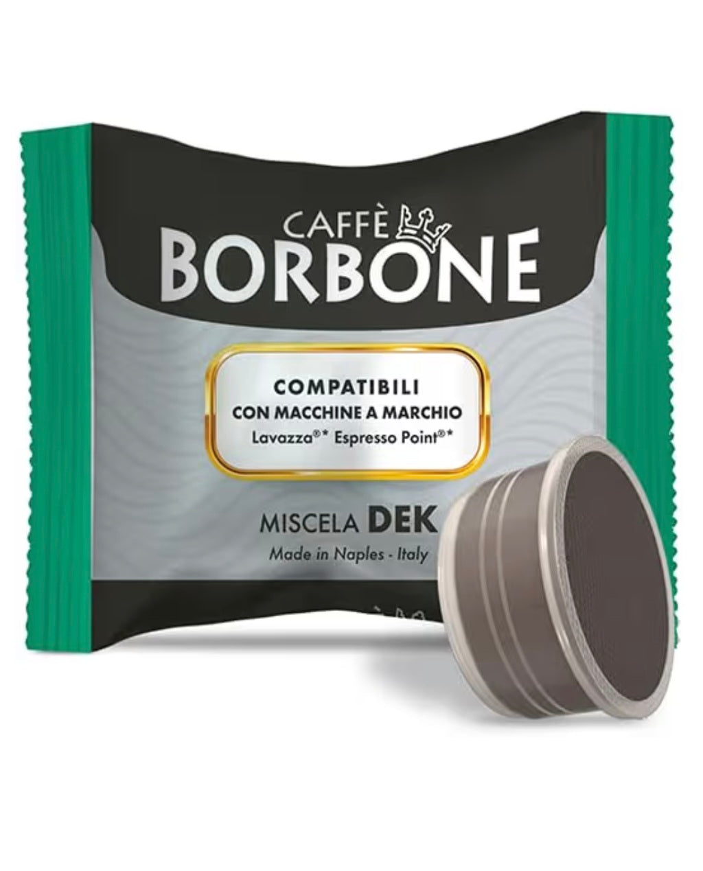 100 Capsule Borbone Miscela VERDE DEK
Compatibili con macchine a marchio Lavazza®* Espresso Point®*
