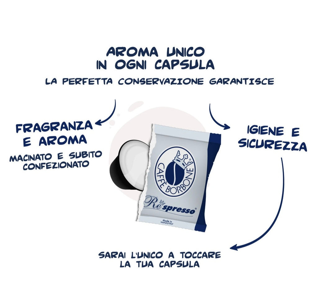 100 Capsule Borbone Compatibili con macchine ad uso domestico Nespresso®* Miscela BLU