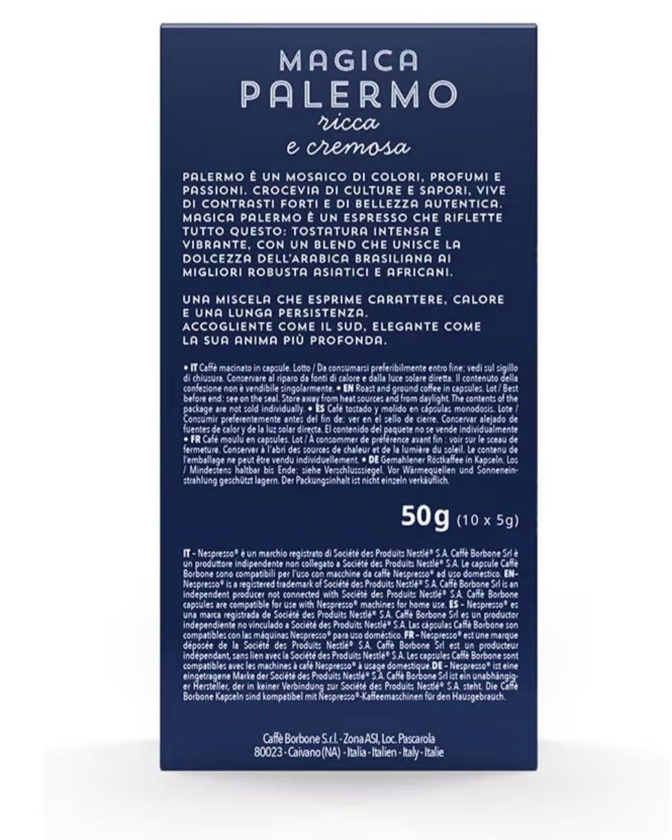 Nuove 100 Capsule in Alluminio COMPATIBILI con macchine Nespresso®* miscela Magica Palermo